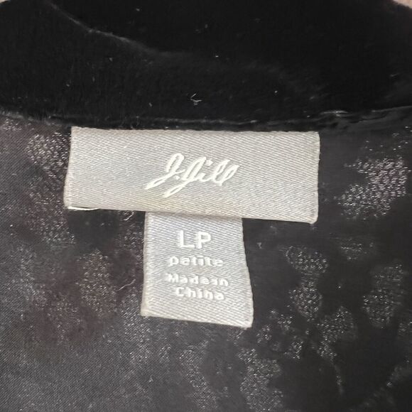 J. Jill Black Velvet Dress Petite Large Brocaded Buttons Festive Holiday Lace - Picture 2 of 7